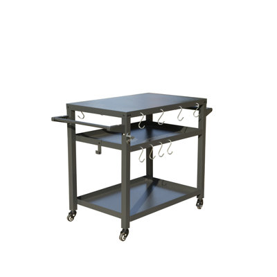 3-Shelf Outdoor Grill Table, Grill Cart Outdoor with Wheels, Pizza Oven and Food Prep Table, Blackstone Table with Stainless Steel Tabletop, Grill Sta by Ebern Designs