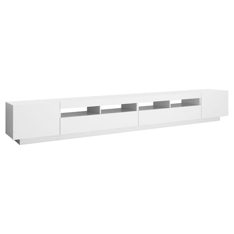 Lafollette TV Stand with LED Lights HiFi Entertainment Center Storage Furniture, White