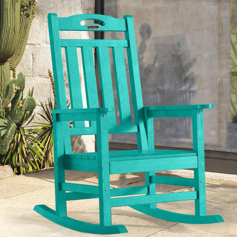 Chaise berçante surdimensionnée d'extérieur en PEHD, Bleu lac