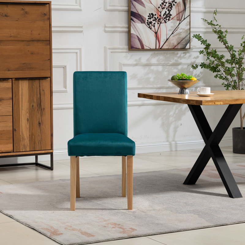 Akram 0cm H Velvet Upholstered Dining Chair, Silver