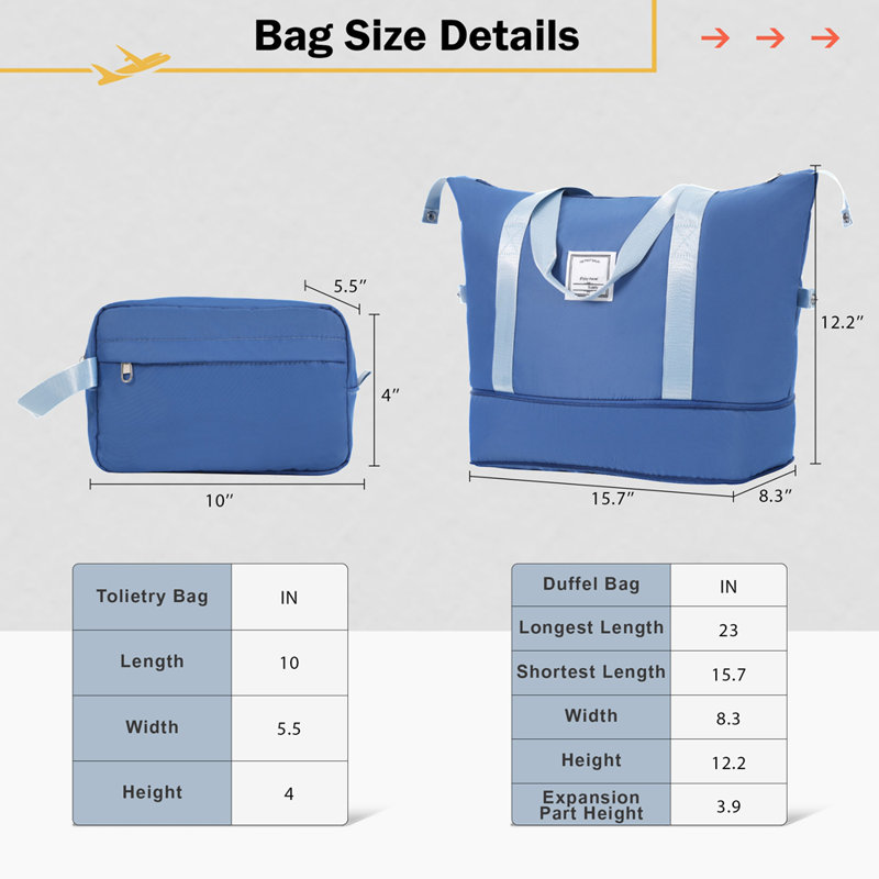Ensemble de 2 valises avec sacs Valise à roulettes extensible ABS avec serrure TSA 20 pouces + 28 pouces, Bleu