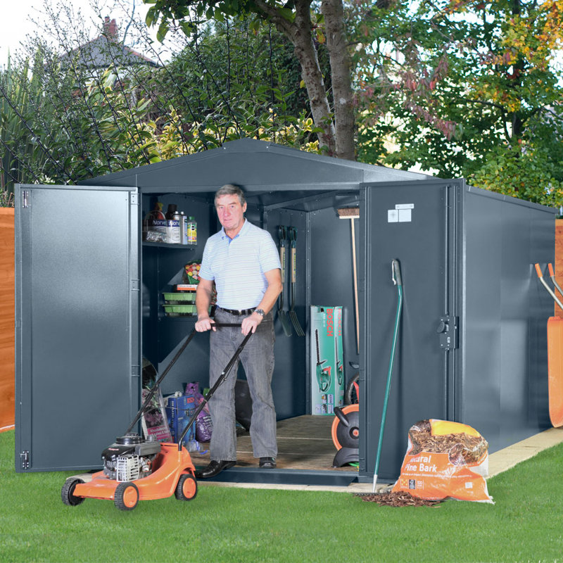 Gladiator 7 ft. W x 15 ft. D Apex Metal Shed, Grey