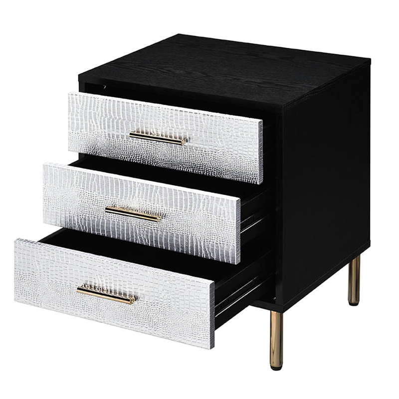 Table de chevet en métal à 3 pieds en noir, argent, or - choix de rangement dans la chambre à coucher argent et amplement pour les articles