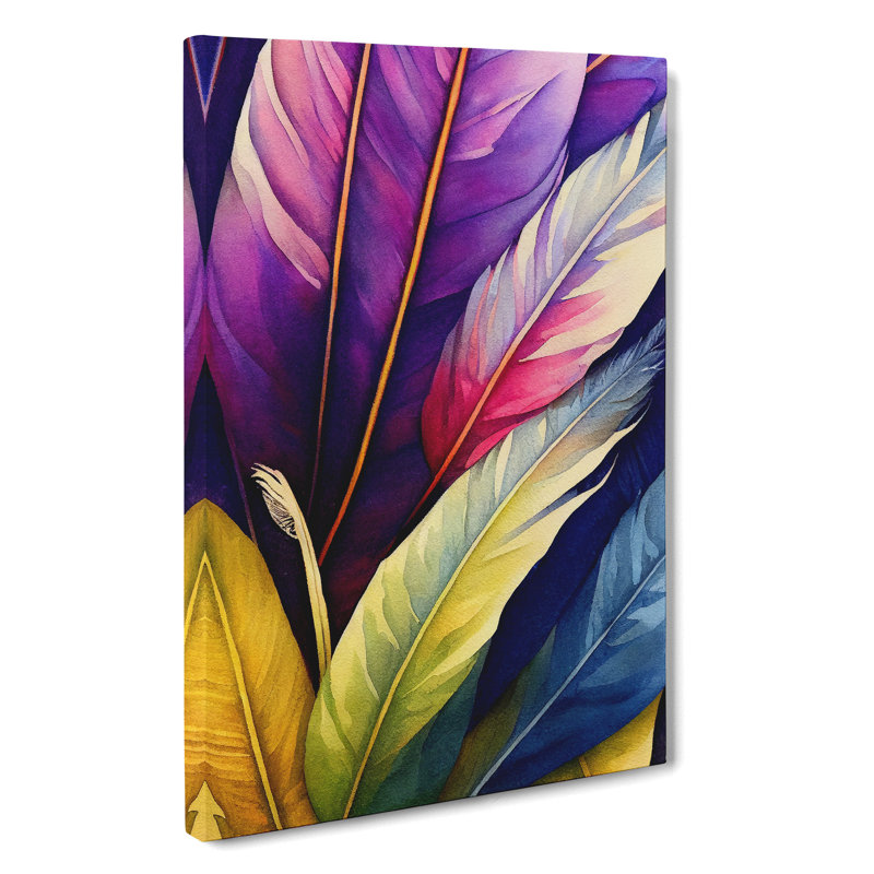 Feathers In Technicolour No.2 - Wrapped Canvas, 50cm H x 35cm W x 3cm D