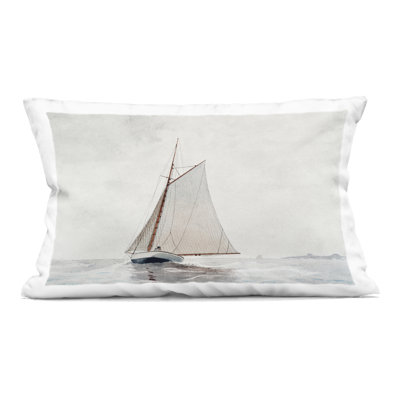 Timeless Sailboat Vessel Decorative Printed Throw Pillow, design by Lettered and Lined