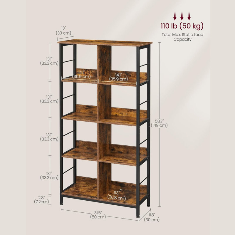 149 cm H x 80 cm W Steel Standard Bookcase