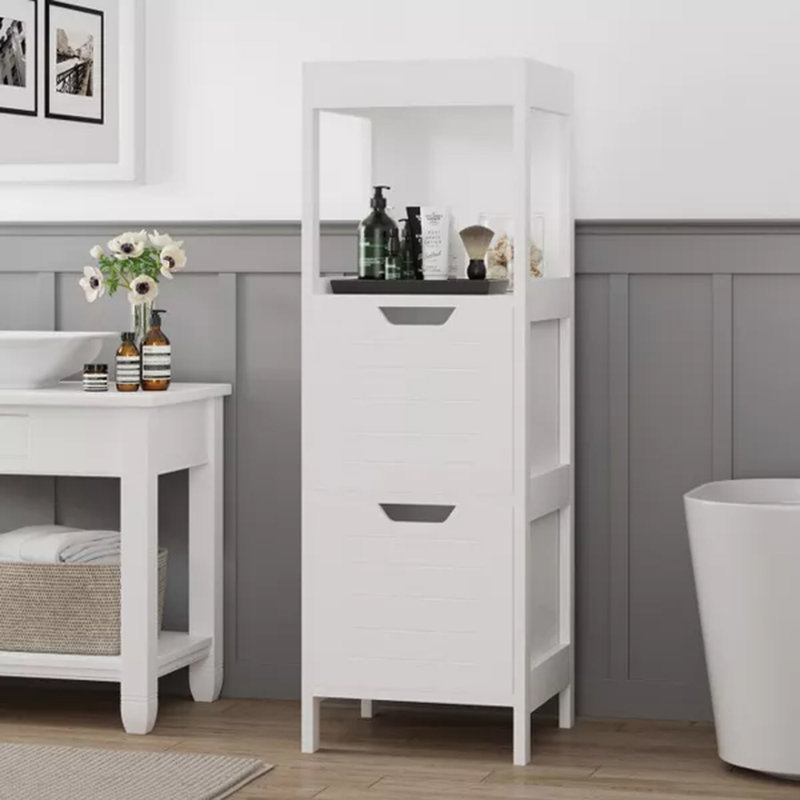 Armoire de salle de bain avec 4 tiroirs, rangement en bois pour salle de bain, chambre à coucher ou bureau, blanc
