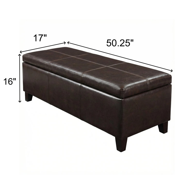 Banc de rangement rembourré l 50,25 po, Brun