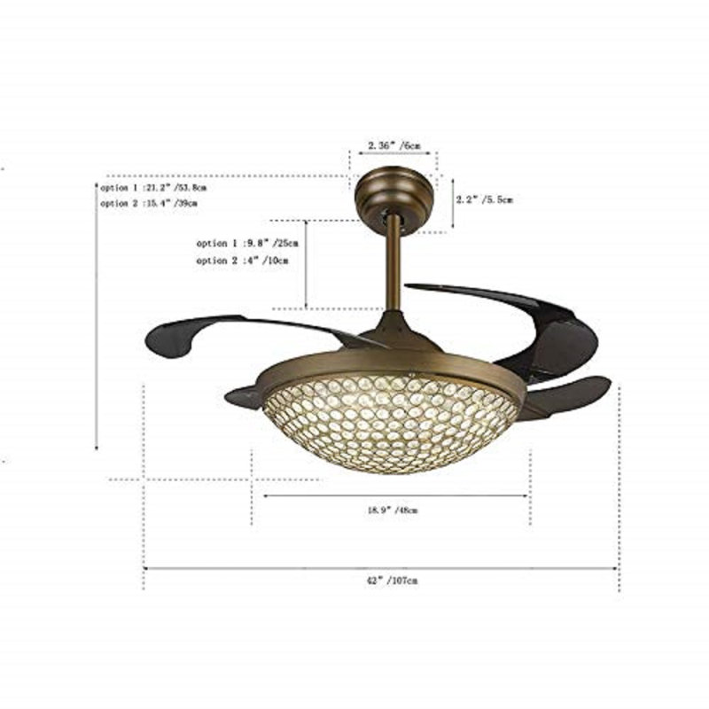 Ventilateur de plafond à del 3 pales 42" avec télécommande, ensemble d’éclairage inclus Hein, Bronze antique