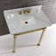 Lavabo console en marbre Carrara de 36 pouces avec pieds en acier inoxydable Kingston Monarch Kingston (8 pouces, 3 trous)-51154833