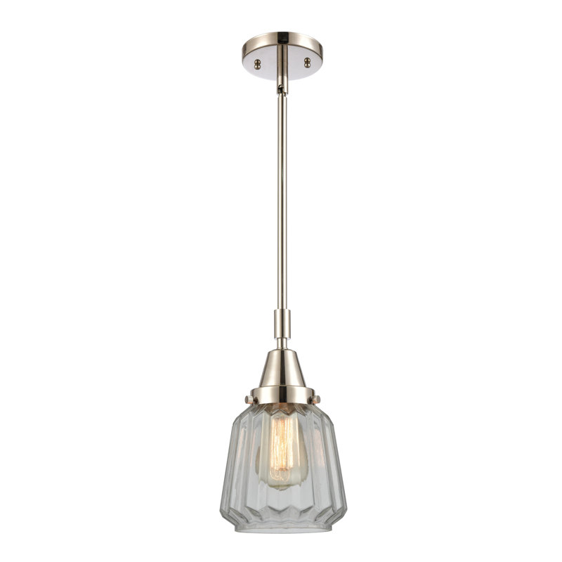 Caggiano 1 - Light Single Pendant, Clear, No Bulb Included, Polished Nickel