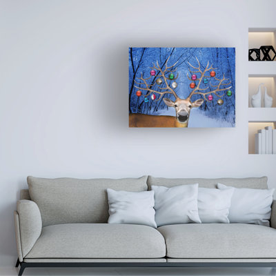 Art mural sur toile tendue - «Reindeer Christmas» par John Hovenstine pour décoration de salon, de chambre à coucher ou de bureau - 24 x 32