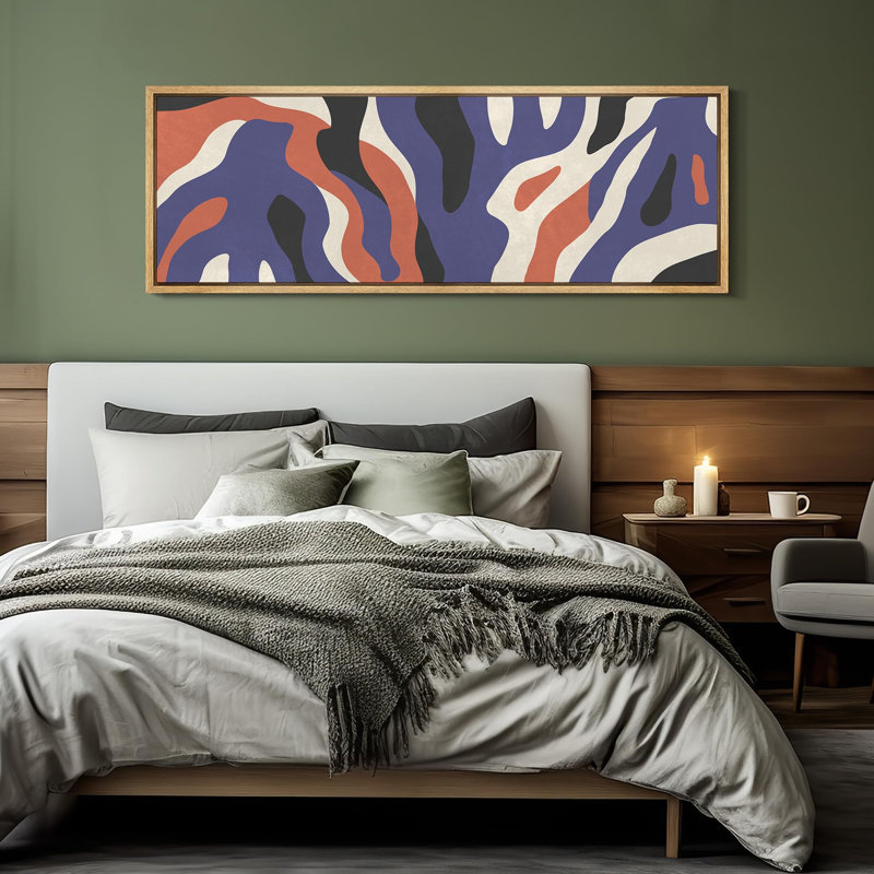 Mid Century Shape Abstract Organic Shapes, reproduction d'art sur toile, H 20 po x l 60 po, Naturel