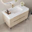 Meuble-lavabo moderne de 35,4 po avec lavabo sous comptoir, plateau en pierre frittée, bois massif multicouche imperméable, rangement à 4 tiroirs, autoportant / mural