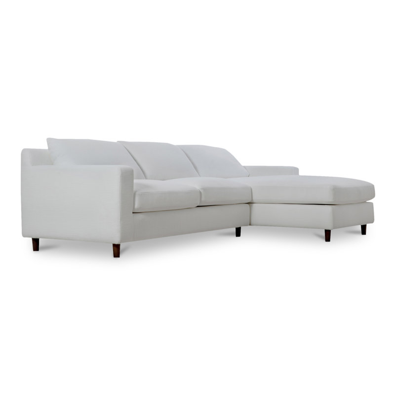 Hutton 2 - Piece Chaise Sectional, White Crypton® Chenille, Right Hand Facing