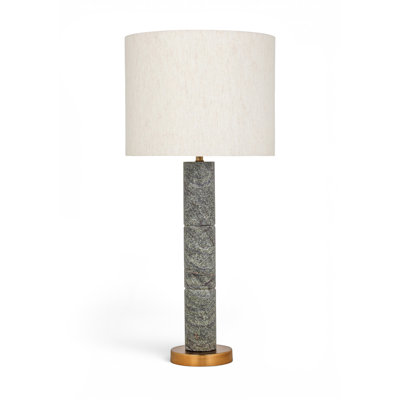Lampe de table en tissu et marbre texturé vert opaline