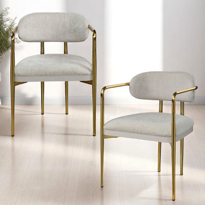Fauteuil en chenille et or Zayn Beige (ensemble de 2)