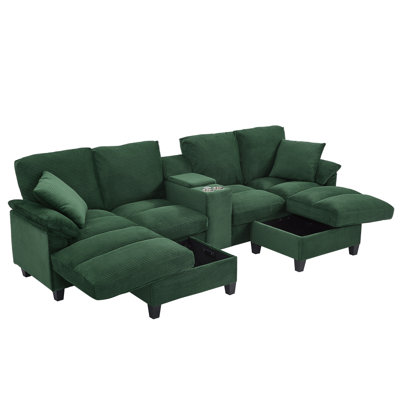 Canapé modulaire rembourré en velours côtelé de 116,9 po Modern Ushaped