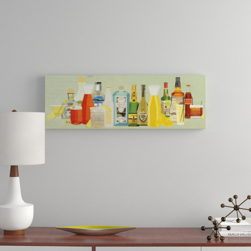 Classic Cocktail Pano, art mural sur toile tendue, H 12 po x l 36 po x 1,5 po, Cadre noir