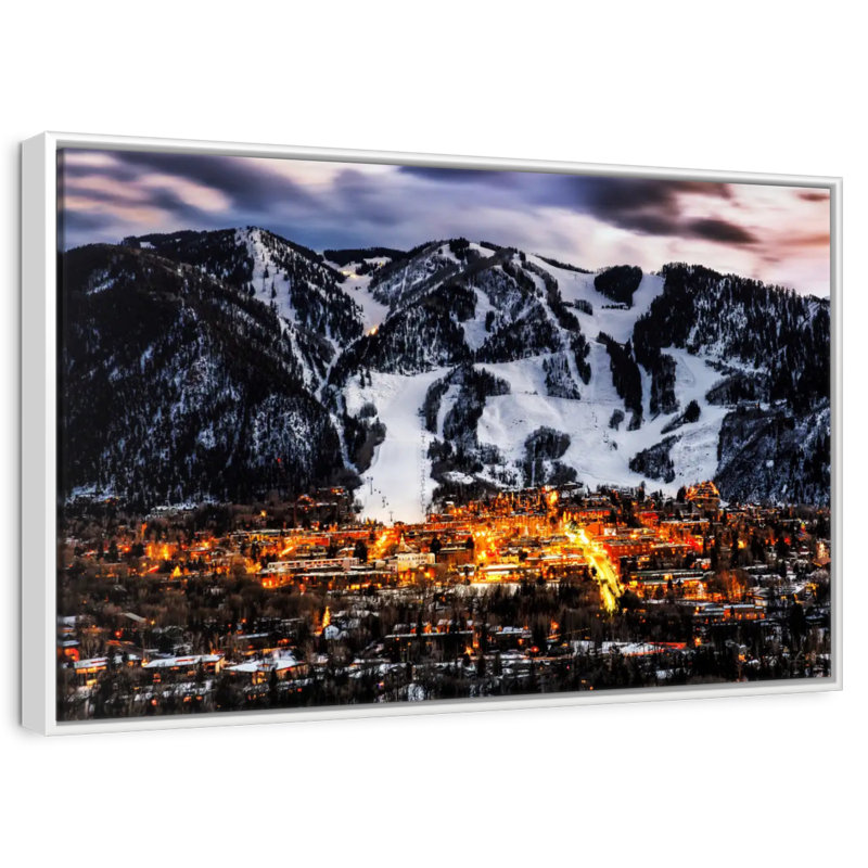 Aspen la nuit, Cadre flottant blanc, 40 po x 27 po