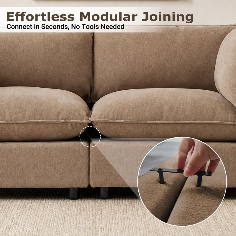 Canapé modulaire modulaire 37,4 po Heffernan, Chenille kaki