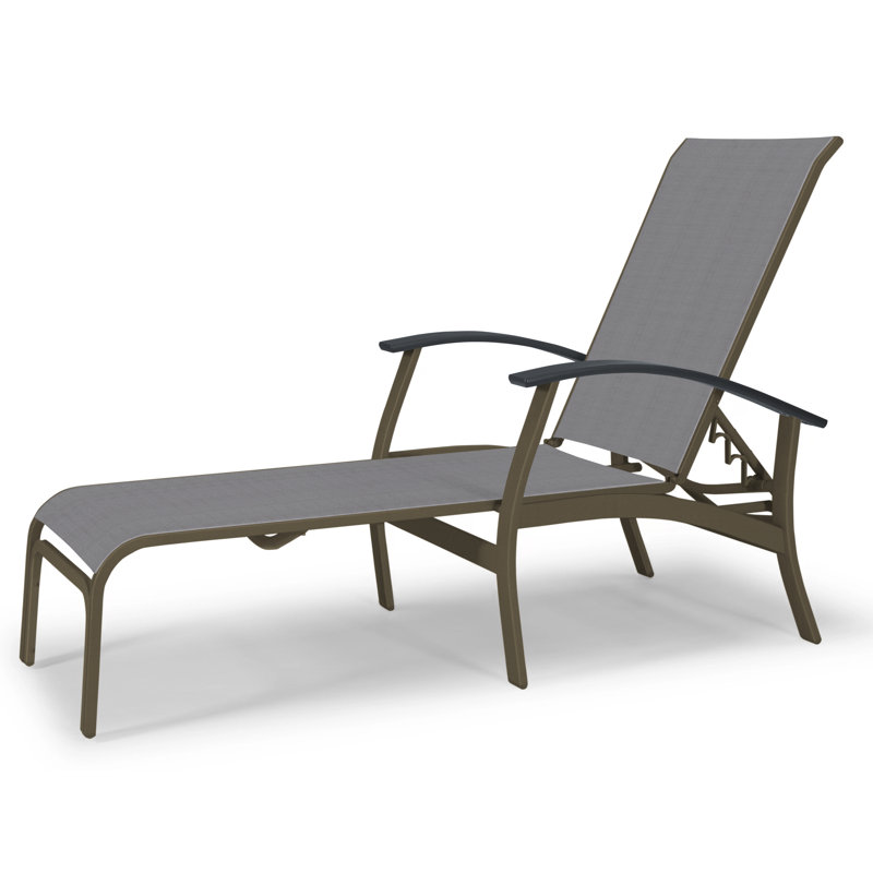 Askar Outdoor Rust-Resistant Metal Chaise Lounge, Textured Beachwood, Classic Graphite P30, Titanium Sunbrella®