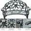 Banc de jardin avec motif floral et siège respirant en fonte d'aluminium, finition estampée