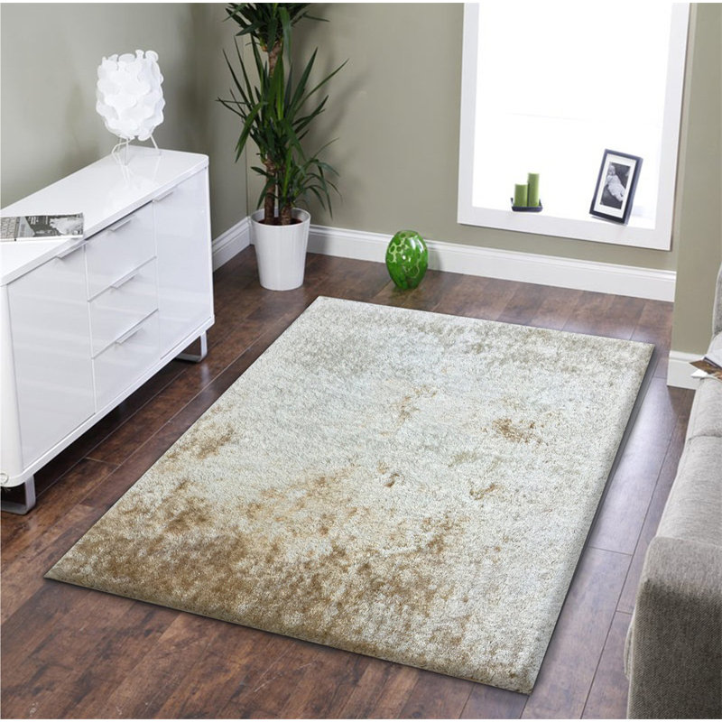 Tapis beige touffeté à la main Hargett, Rectangle 5 pi x 7 pi