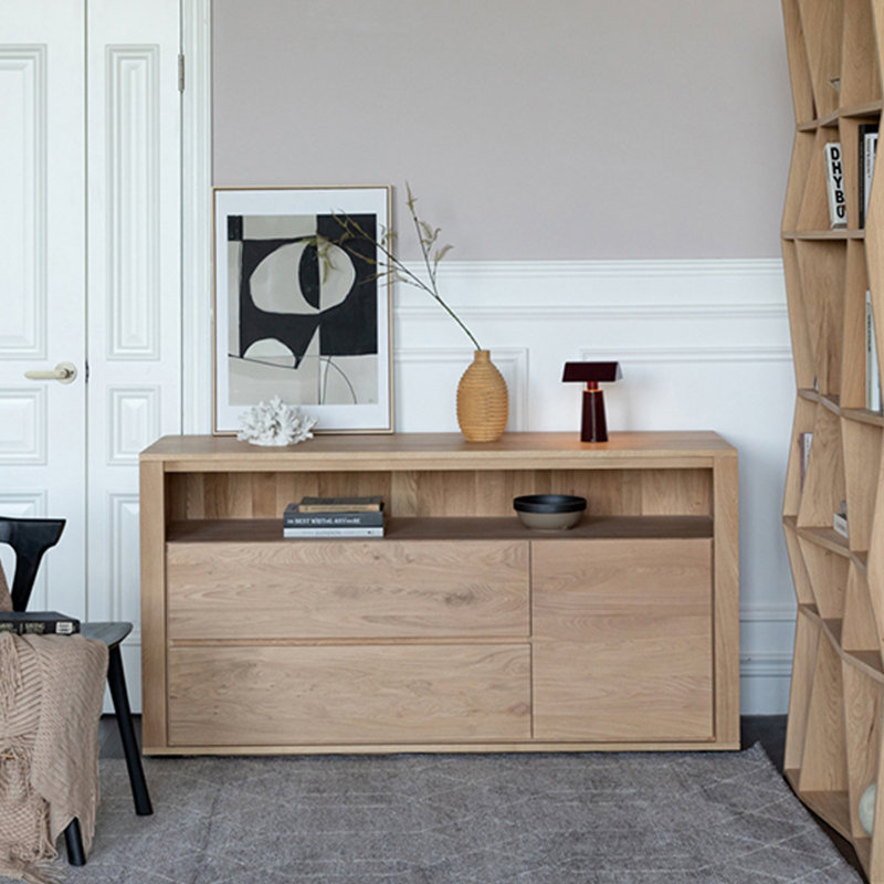 Buffet en bois massif avec armoire d'appoint