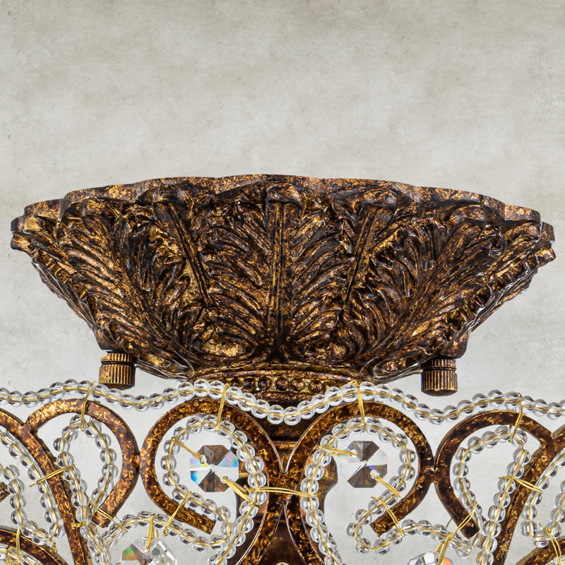 Plafonnier semi-encastré en cristal orné à 4 lumières