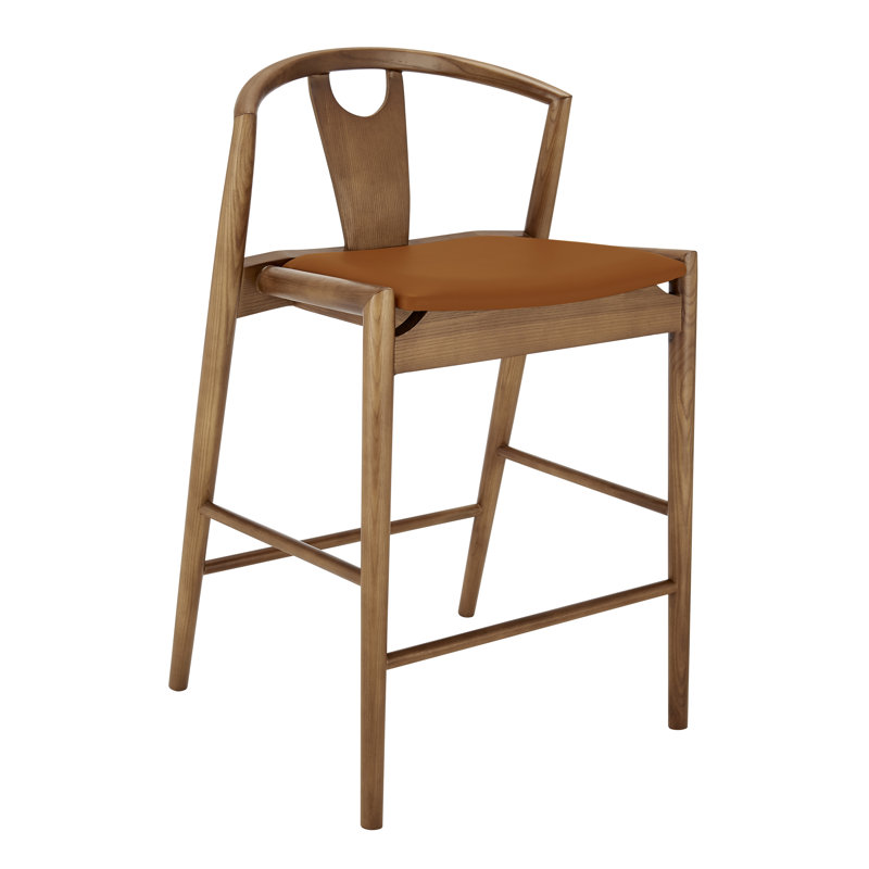 Tabouret de comptoir en cuir Ambra, Brun clair / brun