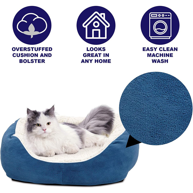 Lit douillet Mid-West Quiet Time, Bleu, Petit (l 22 po x P 19,5 po x H 7 po)