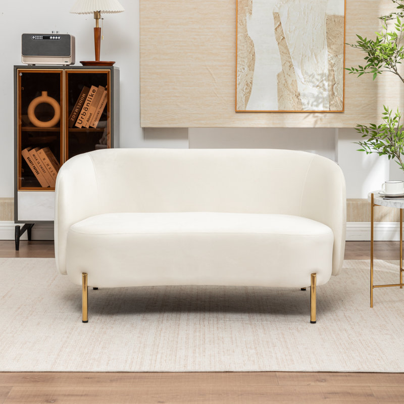 Causeuse en velours avec pieds dorés Ada, Beige