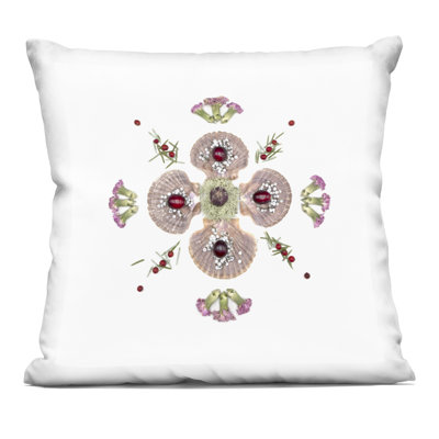 Clam Shells & Botanicals Pattern Decorative Printed Throw Pillow, design by Beth Adoette