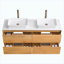 Meuble-lavabo mural flottant 60 po avec comptoir en quartz blanc et vasque rectangulaire en céramique 60 po, finition blanche avec tiroirs de rangement-305502864