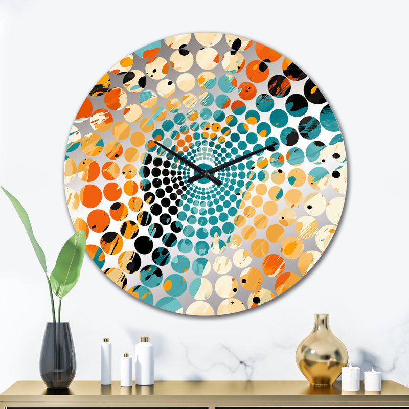 Horloge murale abstraite multicolore Feather Fury, Très grand