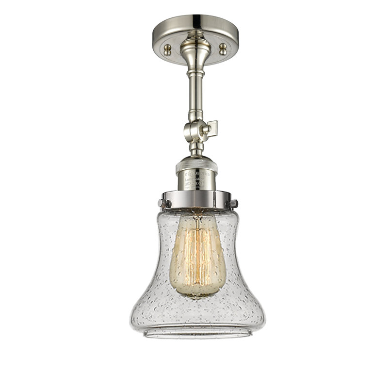 Edda Glass Semi Flush Mount, Polished Nickel, Seedy