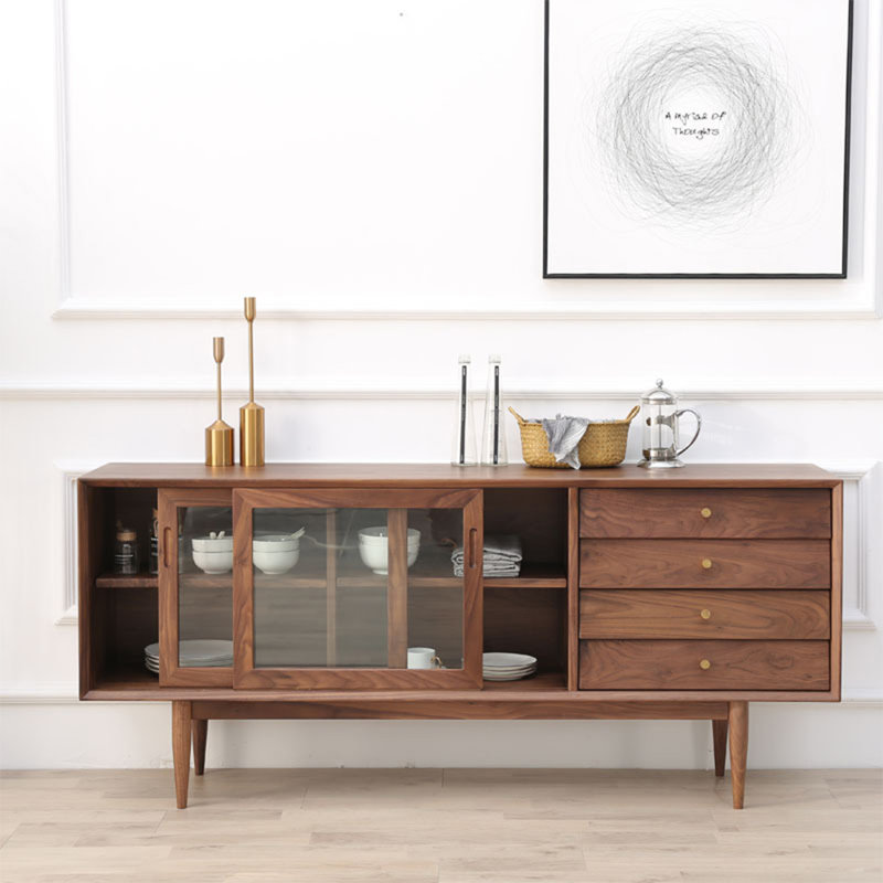 Armoire d'appoint à porte coulissante en verre