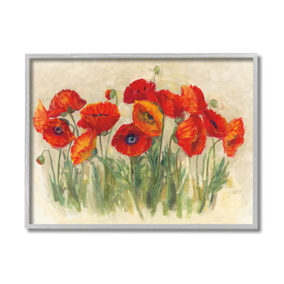«Poppy Florals Meadow Grass» par Carol Rowan, reproduction d'art graphique sur toile