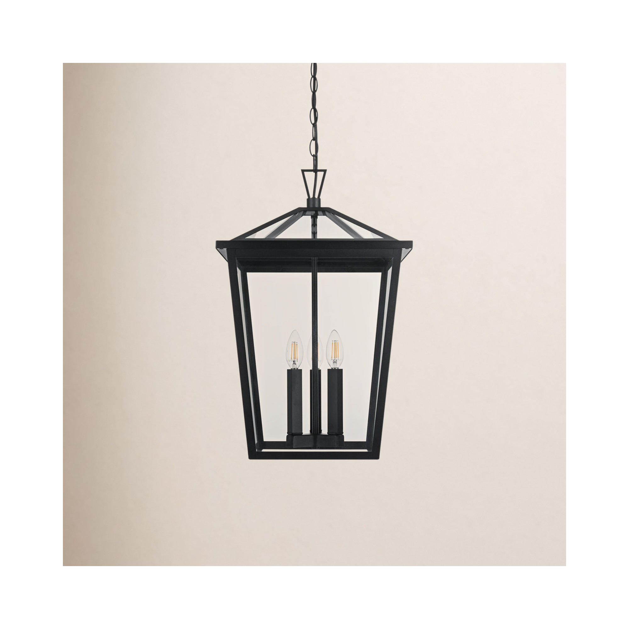Miyashiro Outdoor Pendant in Black, 22" H x 14" W x 14" D