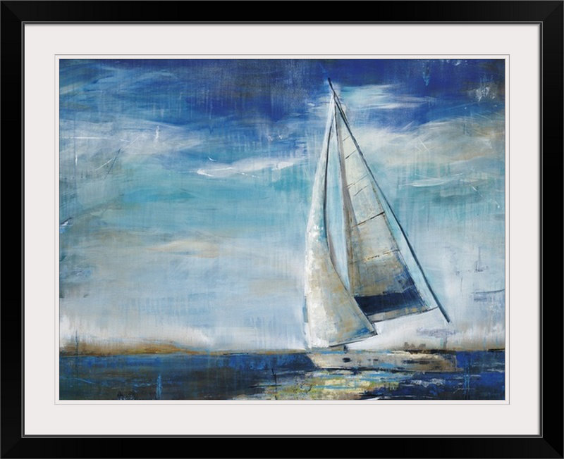 «Sail Away», reproduction, H 35 po x l 44 po x P 1 po, Cadre noir
