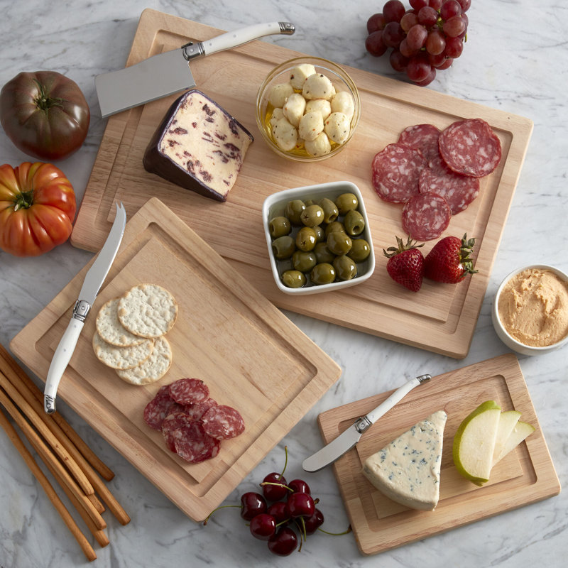 Farberware Rubberwood 3-Piece Cutting Board Set with Juice Grooves