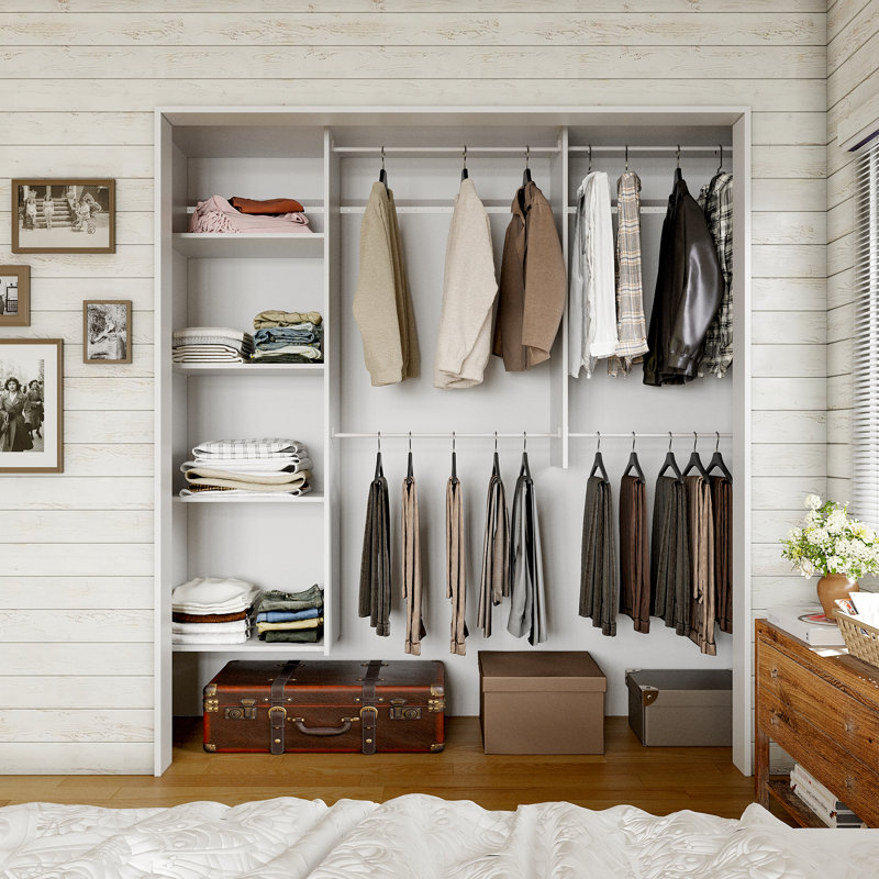 Thaliah 87.87''W Adjustable Shelves&Rods Closet System, White