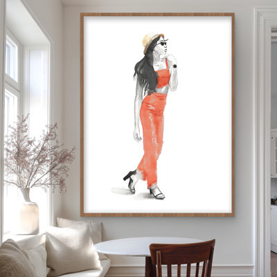 Strike the Pose - Illustrative Red Framed Matted Print Decor