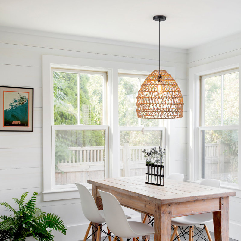 1-light Rattan Dome Single Pendant