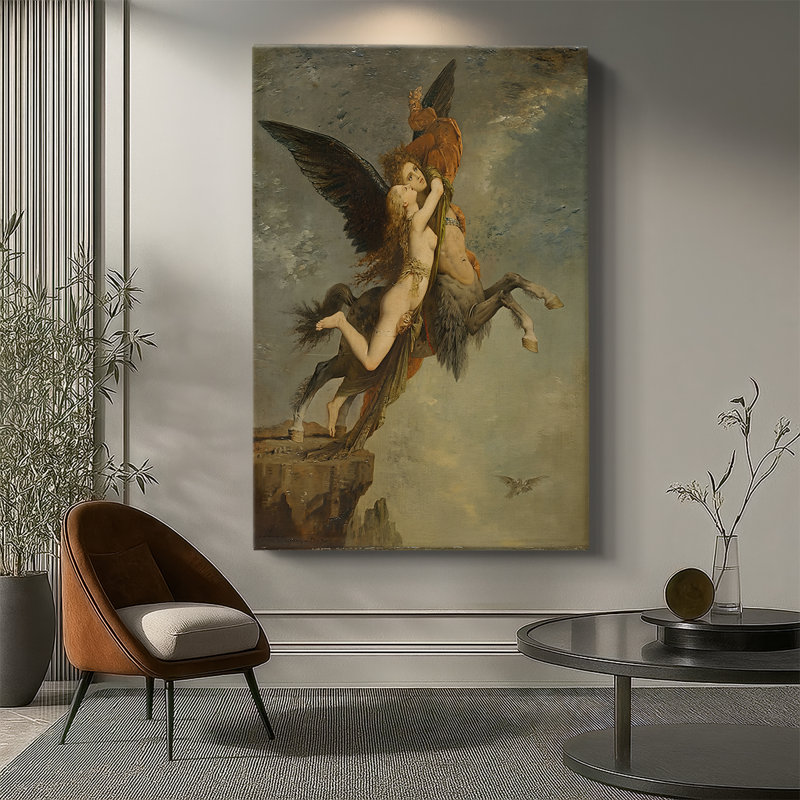 «The Chimera», toile tendue par Gustave Moreau, 40 po x 60 po