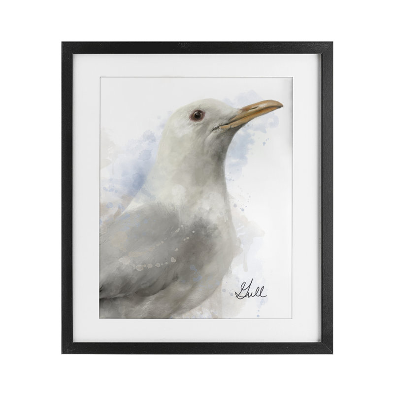 «Coastal Seagull», reproduction encadrée sous verre, conception de Matthew Piotrowicz, H 16 po x l 13 po, Cadre noir minuit