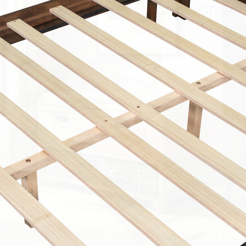 Structure de lit robuste en noyer et vert, aucun sommier nécessaire, supportant 800 lb, parfaite pour les chambres à coucher modernes et contemporaines