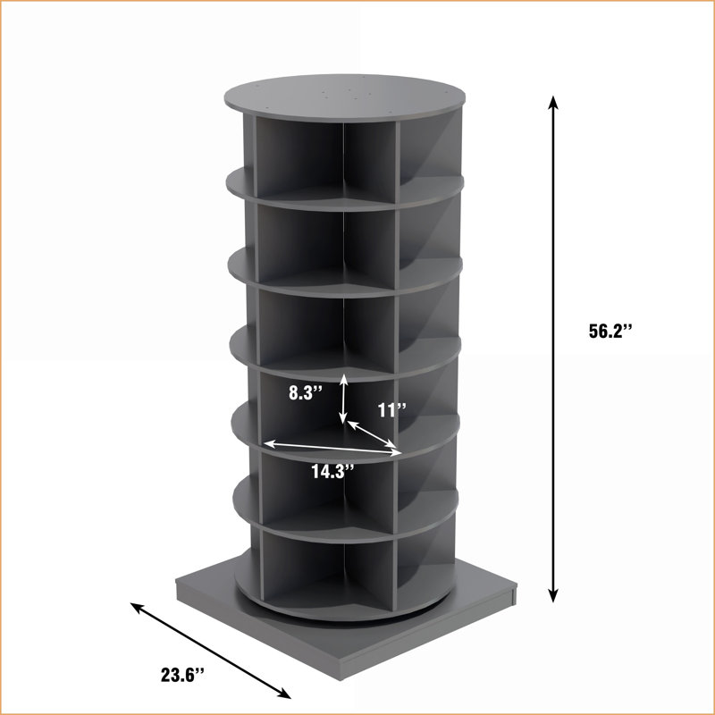 Shoe Cabinets 360 Rotating 6-Layer 24-Pair Slate Gray | Particle Board+MDF | Minimalist