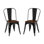 Ensemble de 2 chaises de salle à manger industrielles en métal noir lustré avec siège en bois de noyer empilable d'une hauteur de 18 pouces, intérieur extérieur, surface légère facile à nettoyer, assemblage facile, conception moderne durable